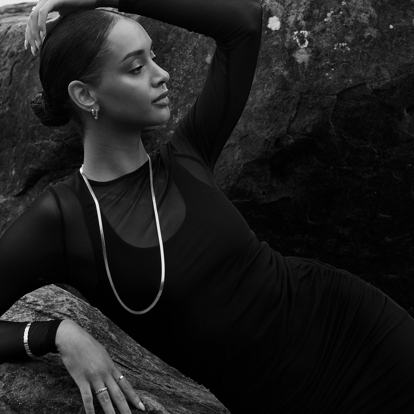 stainless steel long flat neck chain MIAJWL chaine de cou plate longue acier inoxydable Mia Bijoux