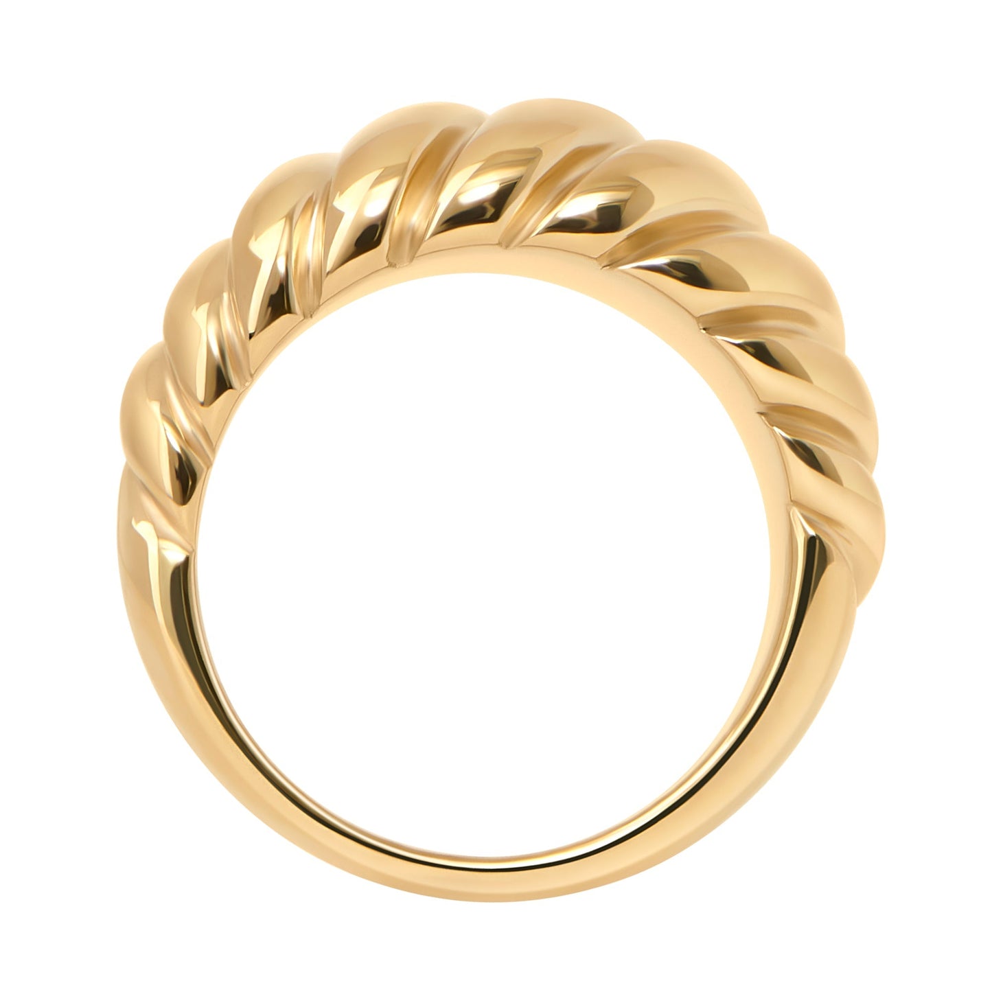 Puffy large gold stainless steel croissant ring no allergy MIAJWL