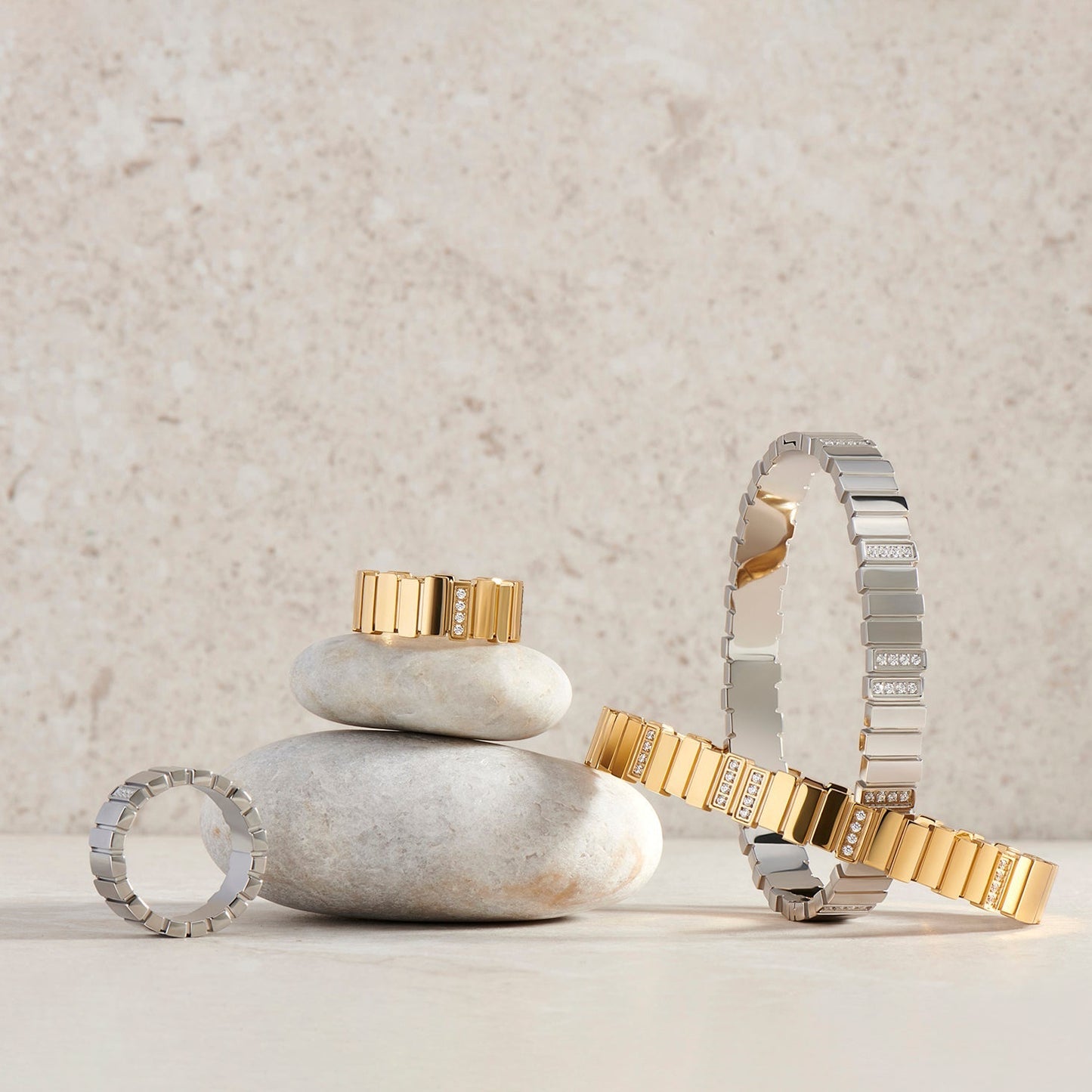 Rectangle and tiny cz stainless steel ring and bracelet bague et rectangles et petites pierres acier inoxydable argent silver or gold MIAJWL