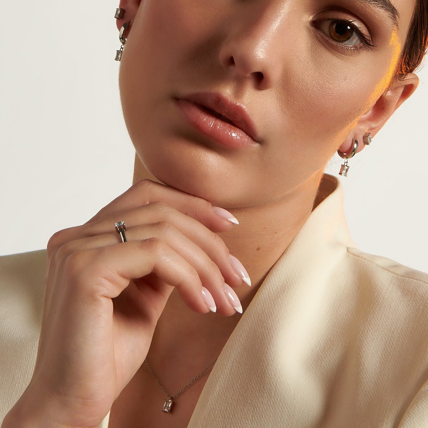 Stainless steel rectangle square studs earrings boucles oreilles fixes pierres rectangles chic acier inoxydable MIA