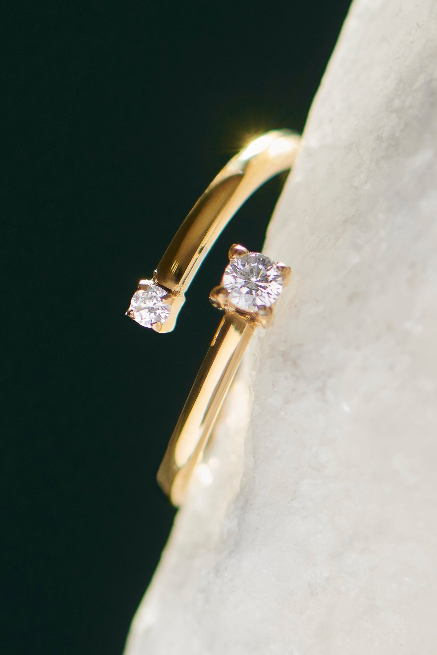 Open ring with 2 stones stainless steel bague ouverte 2 pierres acier inoxydable Mia Bijoux