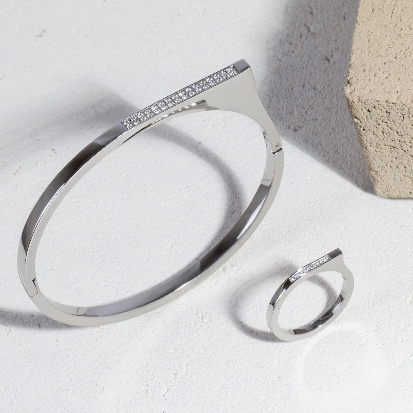 asymetric stones ring rose gold stainless steel bague acier inoxydable MIA T219R004