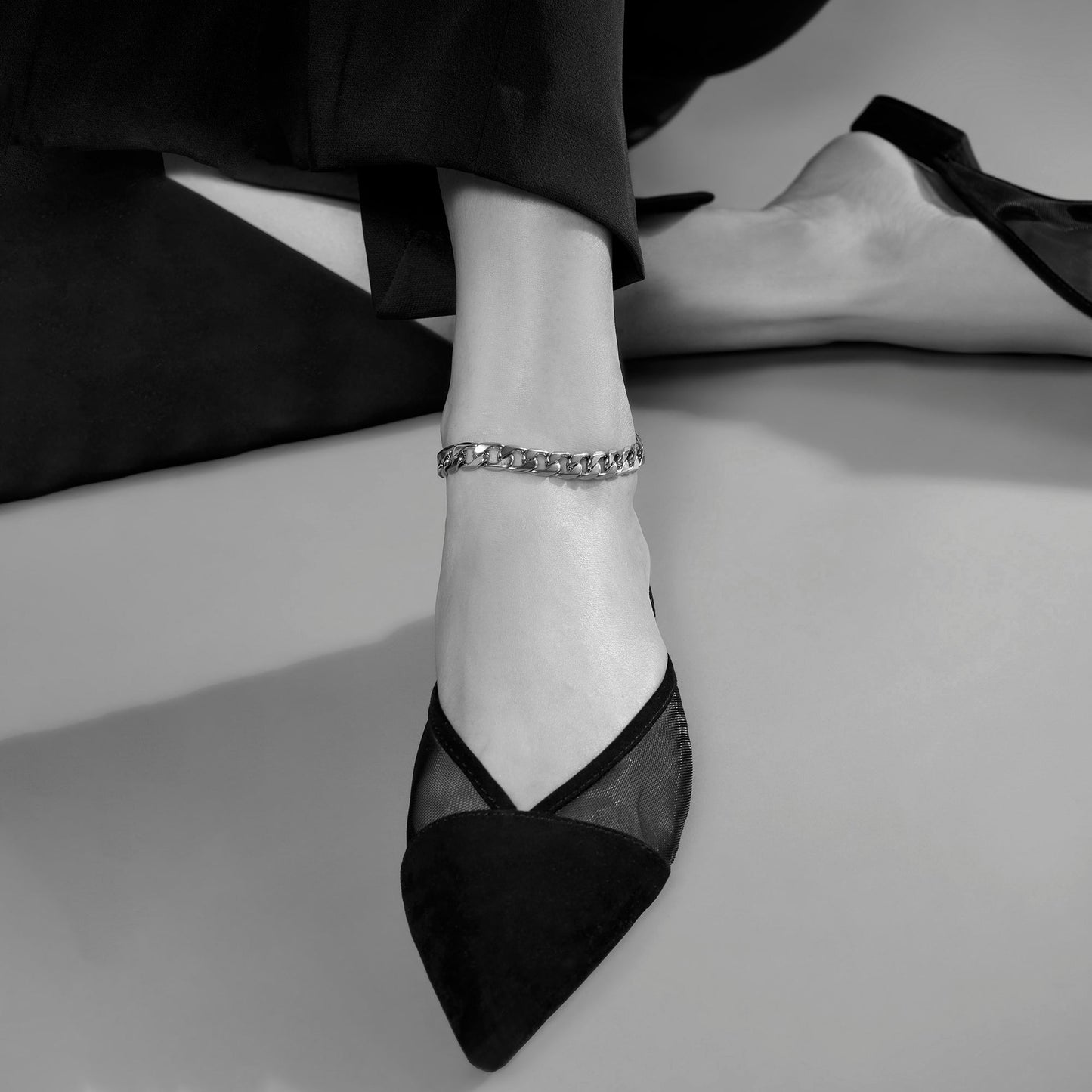 2-1 Stainless steel flat links anklet bracelet chaîne cheville acier inoxydable maille gourmette MIAJWL