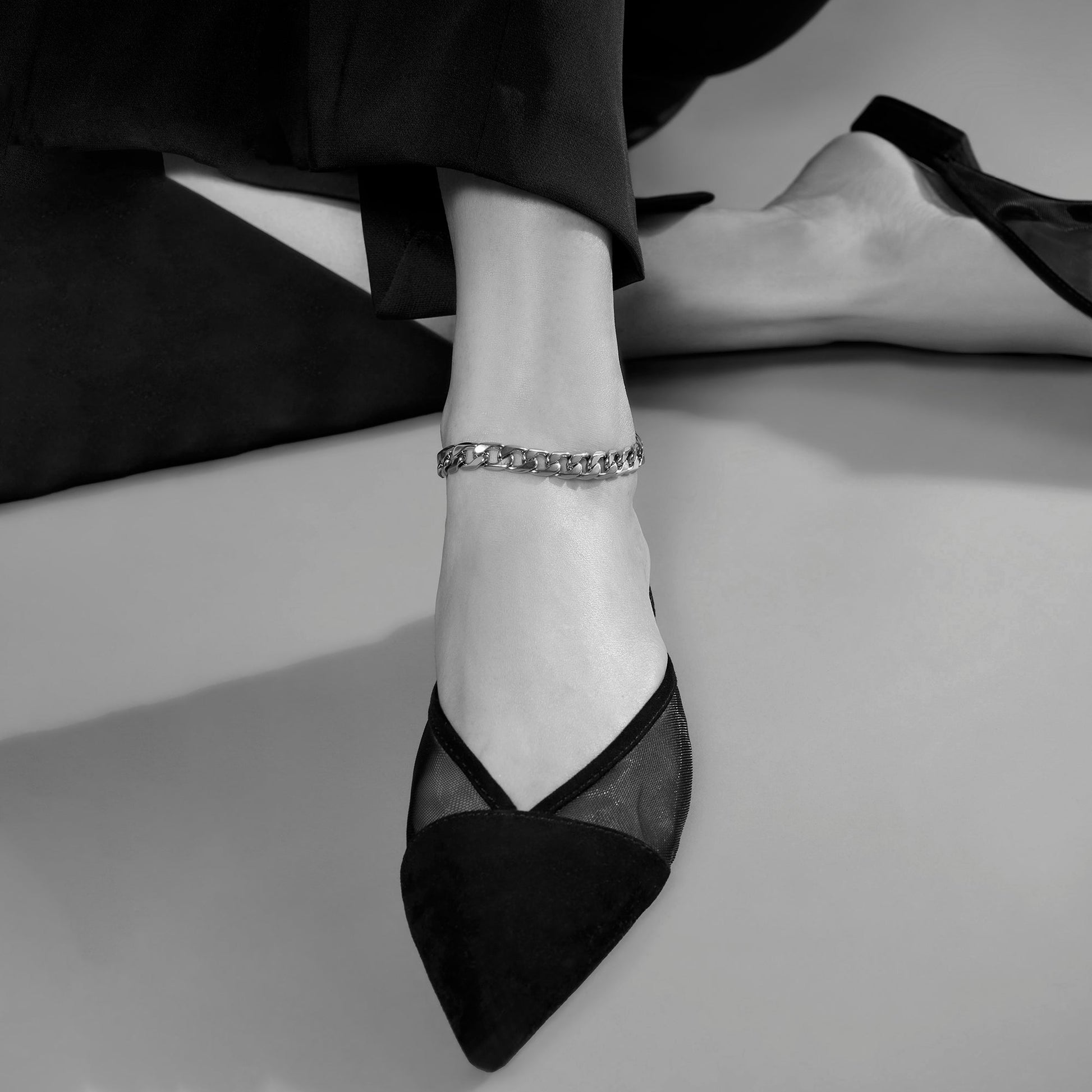 2-1 Stainless steel flat links anklet bracelet chaîne cheville acier inoxydable maille gourmette MIAJWL