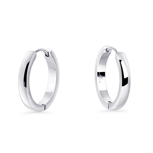 20 mm Minimal Silver Hoop Earrings Stainless Steel Anneaux Argent Acier Inoxaydable Hypoallergéniques MIA