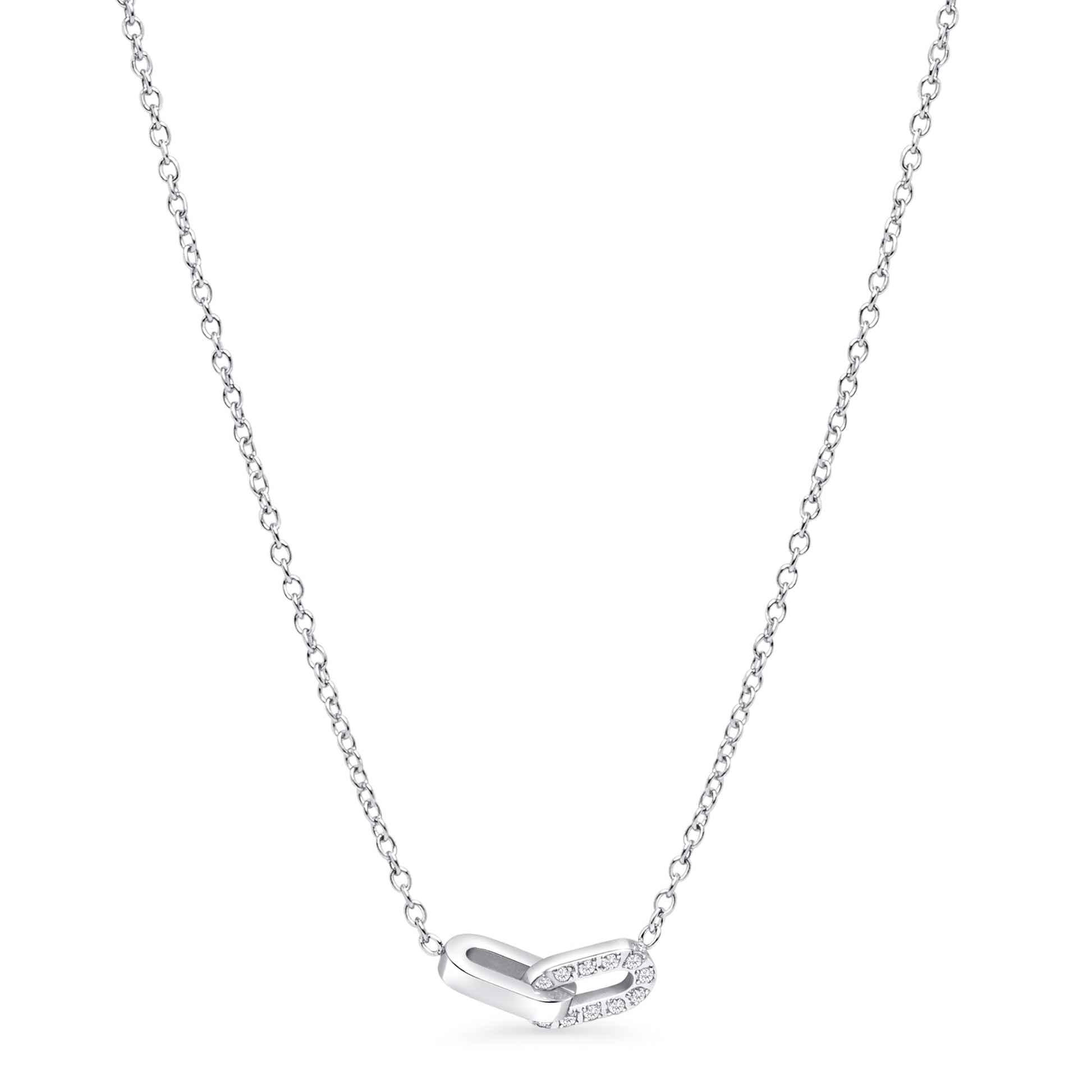 pendant necklace for bestfriend 2 links stainless steel silver with stones hypo allergenic and tarnish resistant MIA JWL