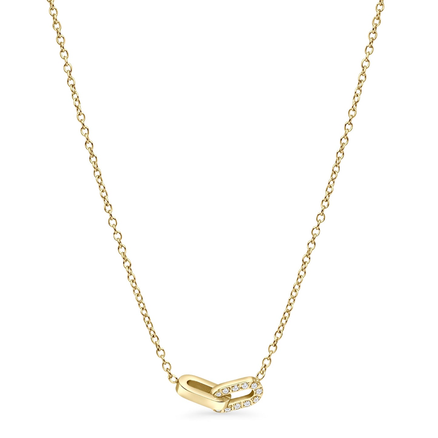 Collier pendentif Spirit 2 maillons acier inoxydable or avec pierres hypoallergénique et résistant à la ternissure MIA JWL