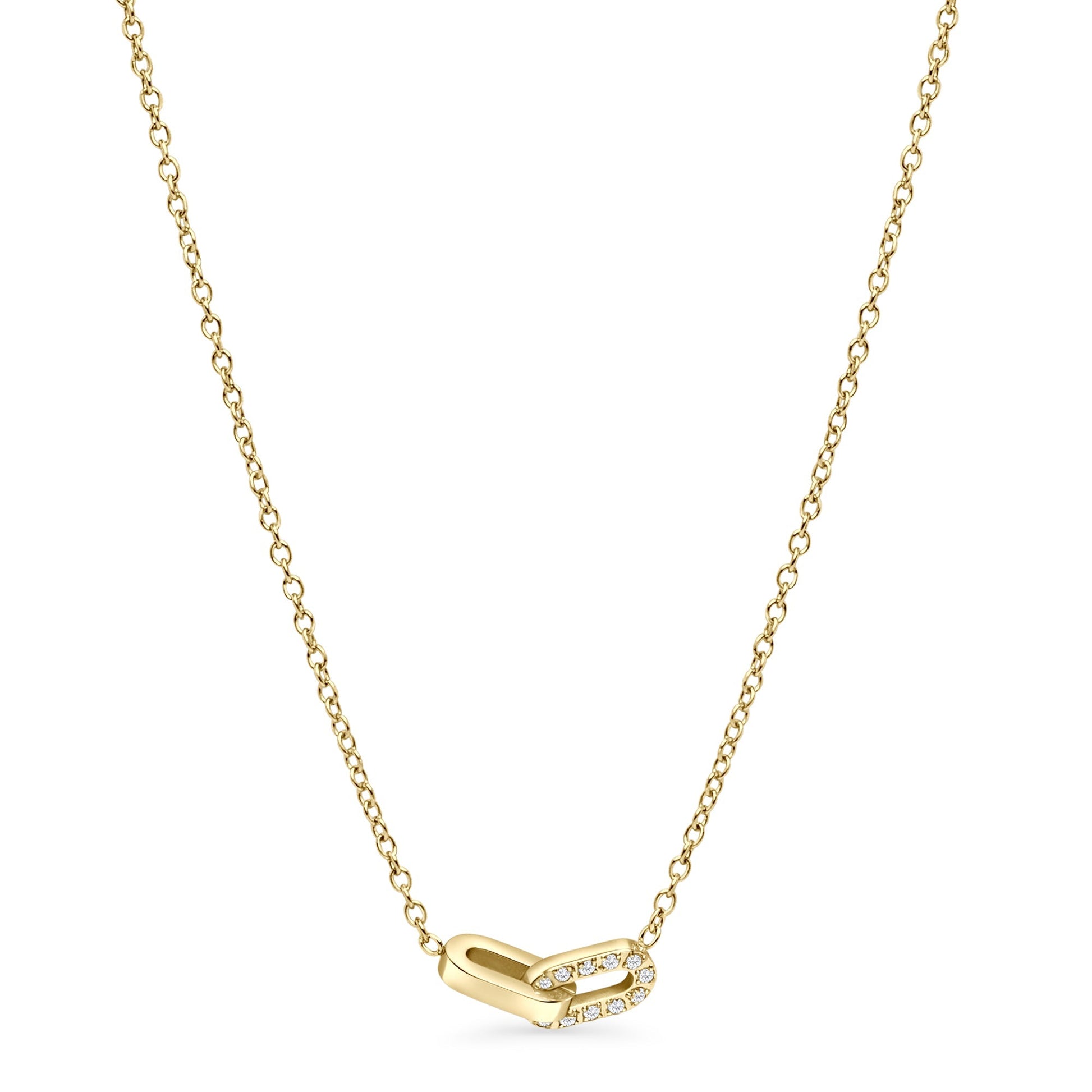 Collier pendentif Spirit 2 maillons acier inoxydable or avec pierres hypoallergénique et résistant à la ternissure MIA JWL