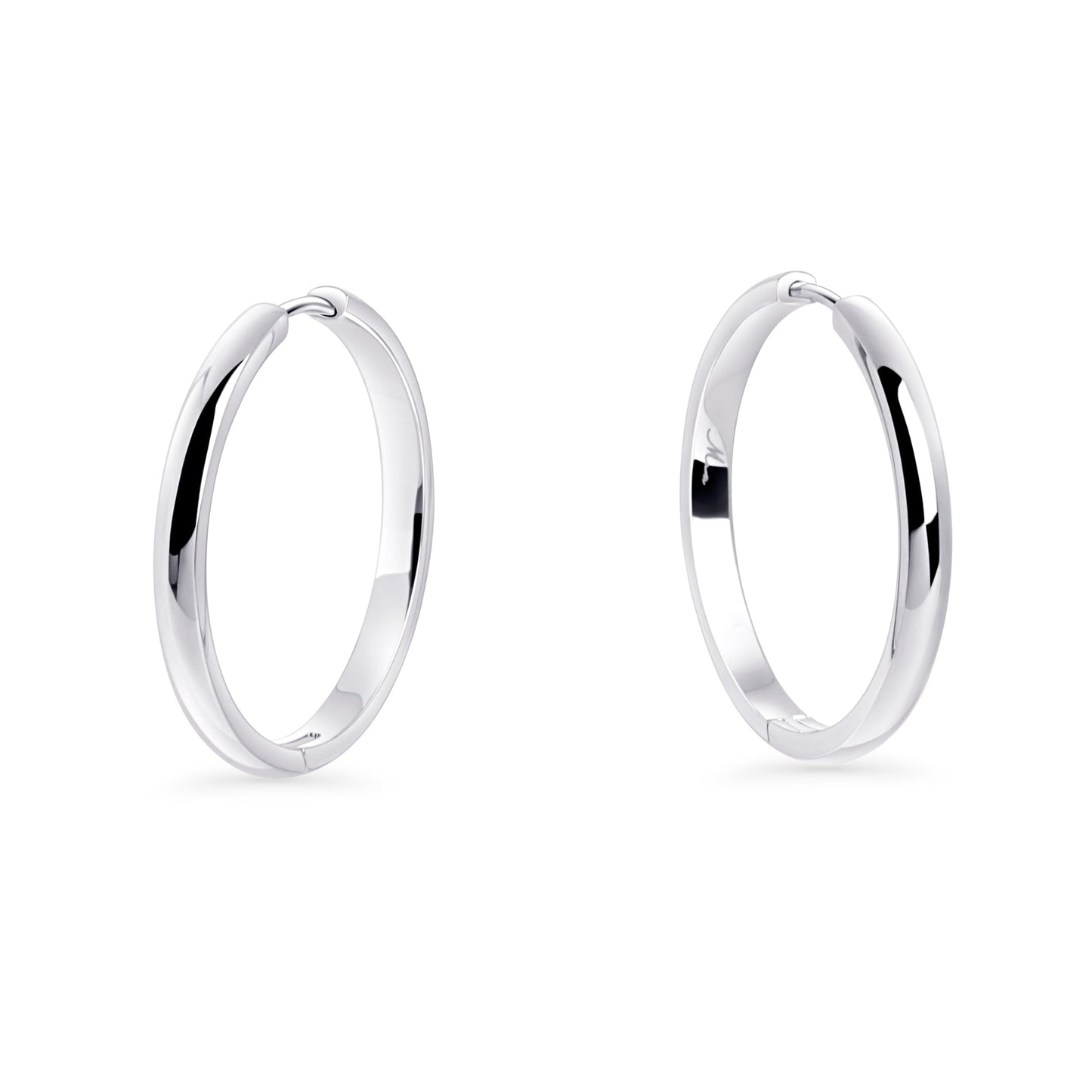30 mm Minimal Silver Hoop Earrings Stainless Steel Anneaux Argent Minimalistes Acier Inoxydable Hypoallergéniques MIA