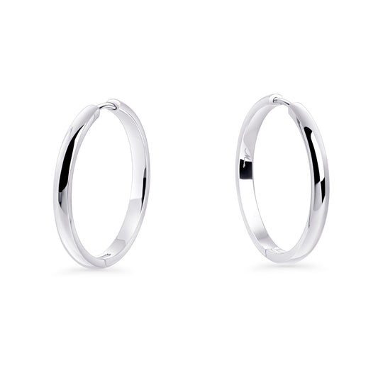 30 mm Minimal Silver Hoop Earrings Stainless Steel Anneaux Argent Minimalistes Acier Inoxydable Hypoallergéniques MIA