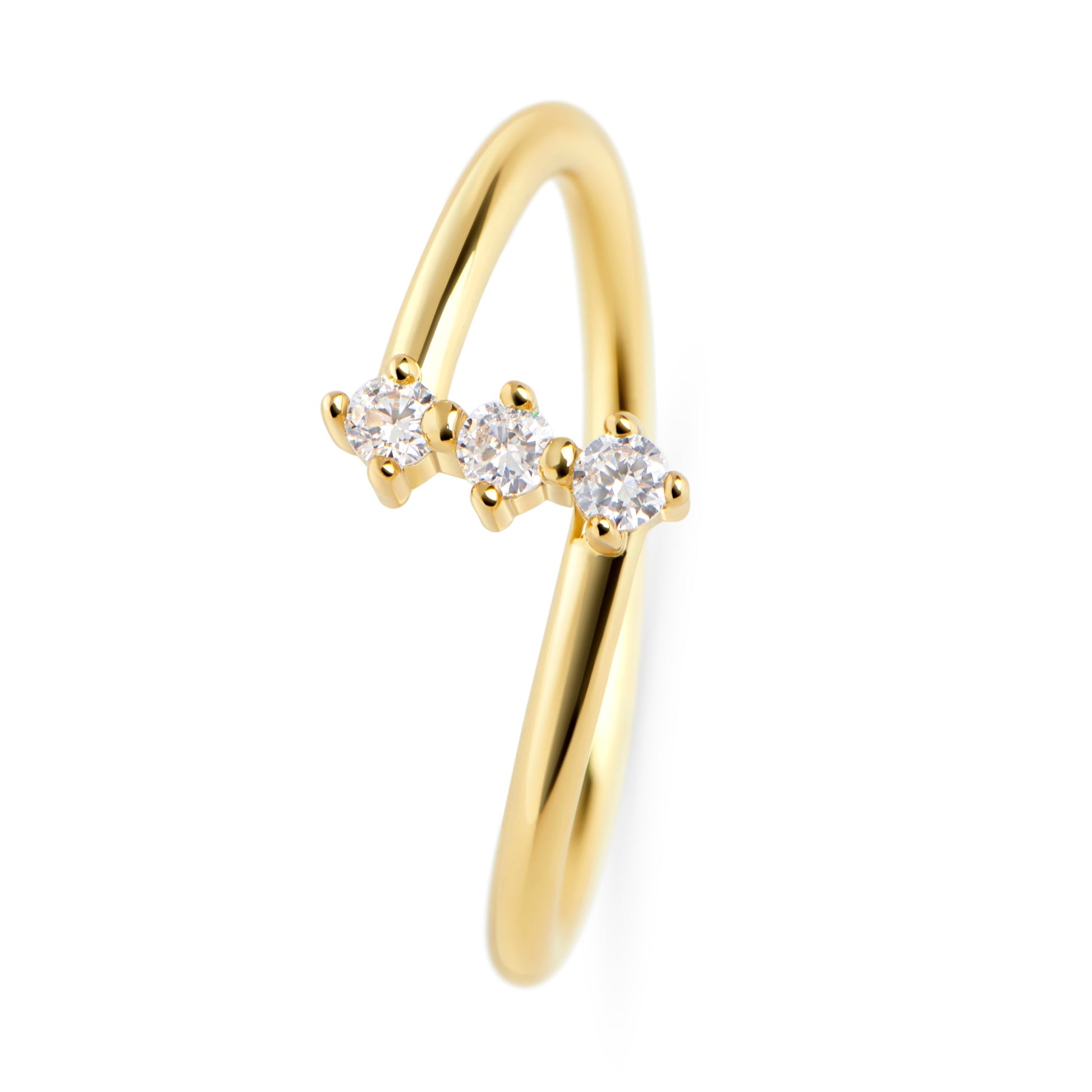 3 cz stones stainless steel ring bague acier inoxydable 3 pierres zircons MIAJWL 