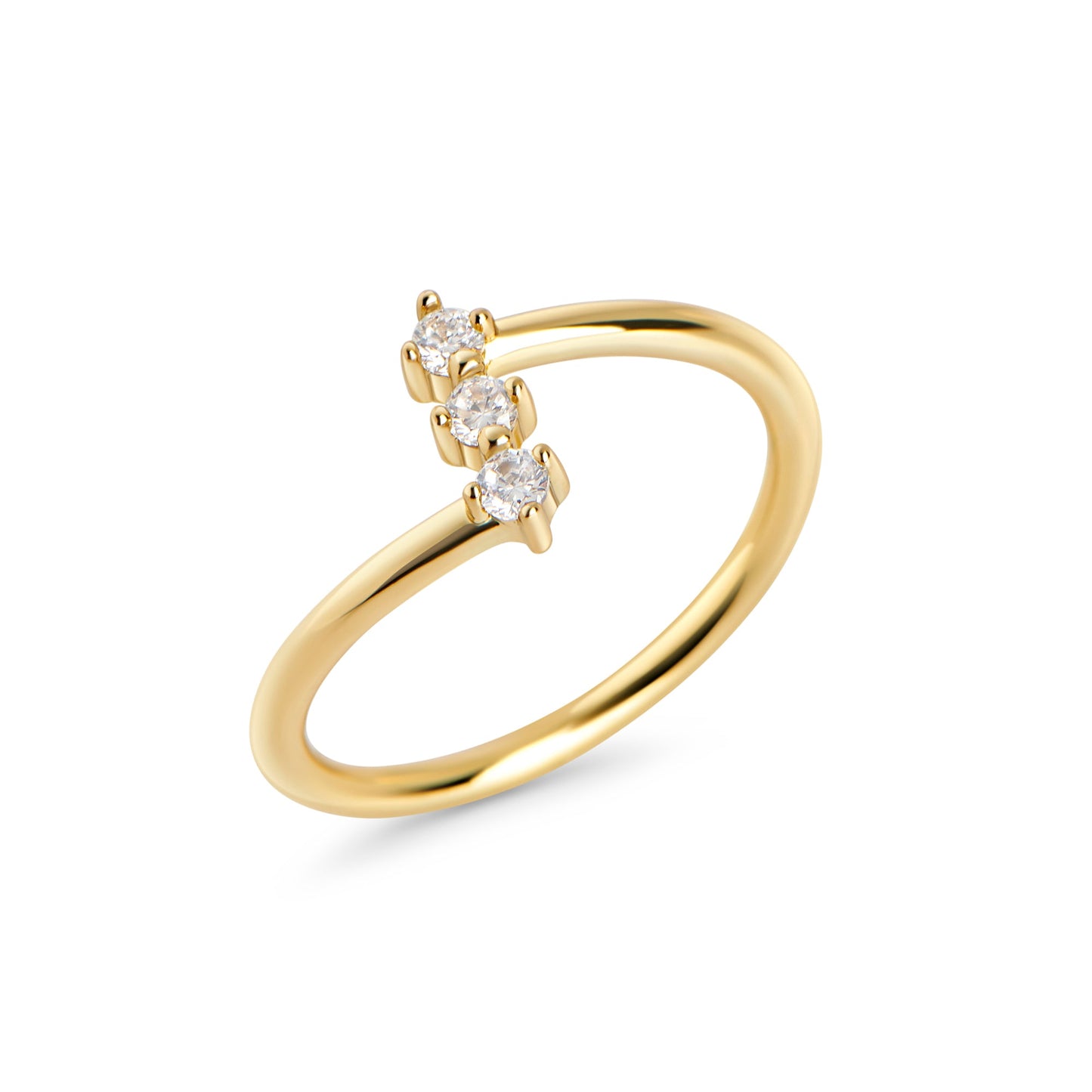 Gold stainless steel chic 3 cz stones ring made to last MIAJWL