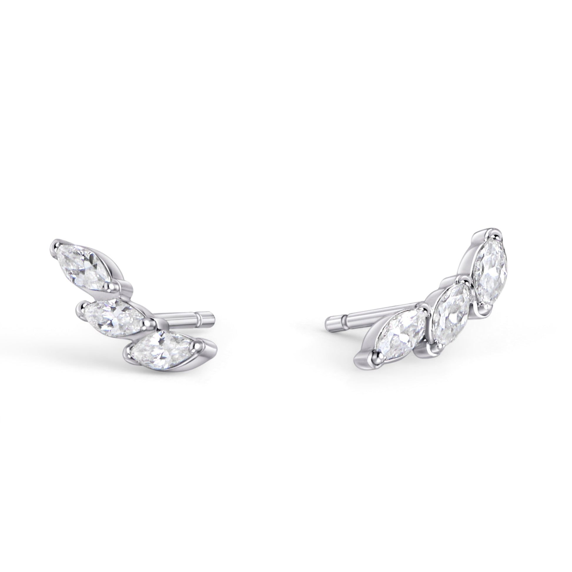 3 stones looks like a wing shape waterproof stainless steel stud earrings MIAJWL 3 pierres forme aile boucles d'oreilles fixes acier inox à l'épreuve de l'eau Mia Bijoux