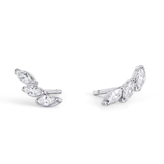 3 stones looks like a wing shape waterproof stainless steel stud earrings MIAJWL 3 pierres forme aile boucles d'oreilles fixes acier inox à l'épreuve de l'eau Mia Bijoux