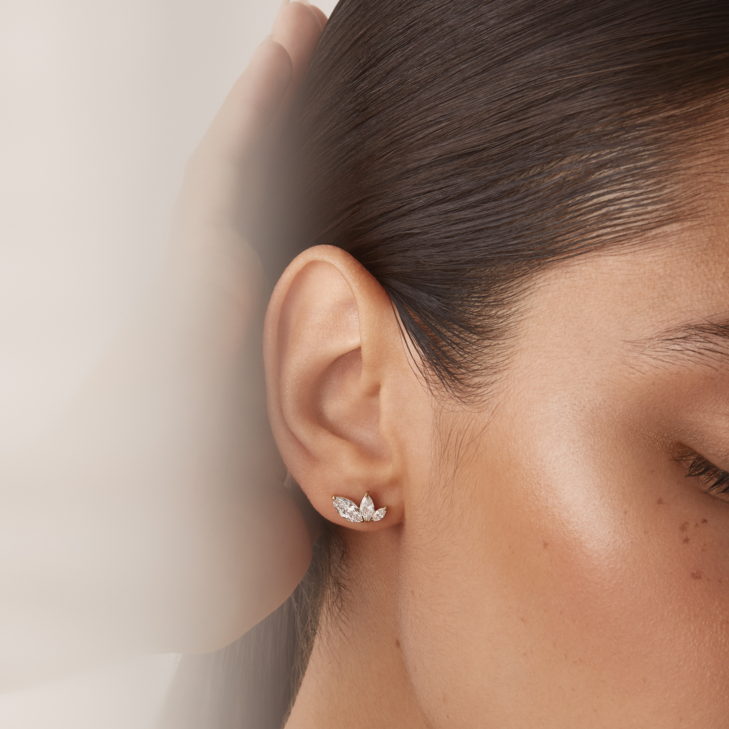 Boucles d'oreilles diamant trois feuilles en acier inoxydable hypoallergénique or non toxique Mia BIJOUX