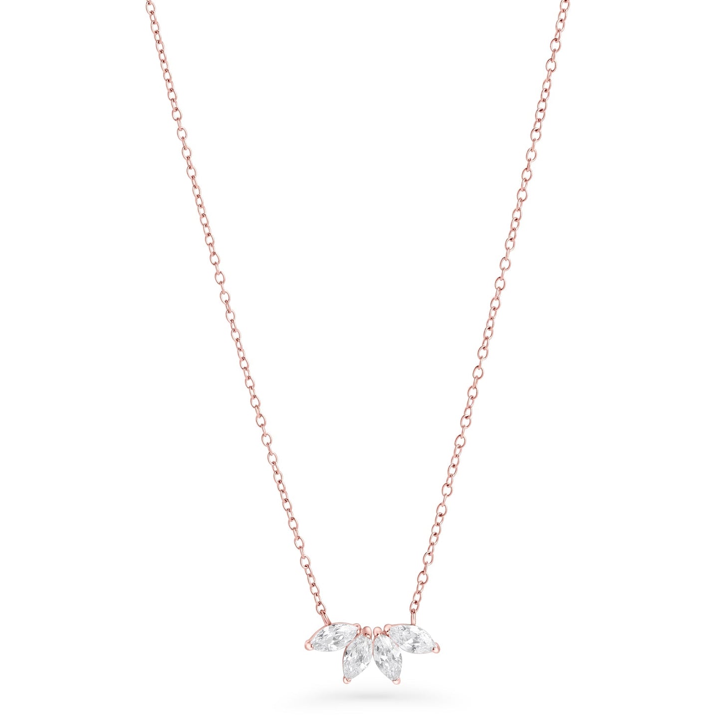 Rose Gold 4 Cz Stones Pendant Necklace Collier Pierres Chic Acier Inoxydable MIA