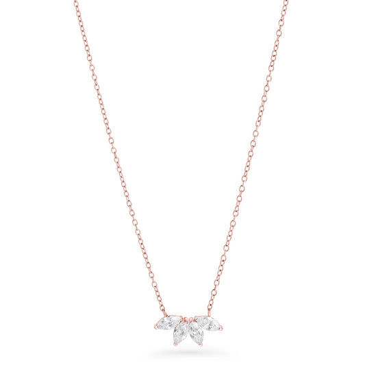 Rose Gold 4 Cz Stones Pendant Necklace Collier Pierres Chic Acier Inoxydable MIA