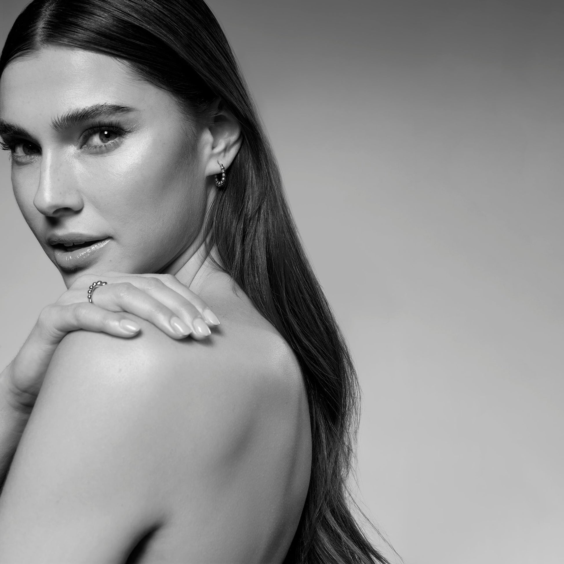 Beads stainless steel ring and huggie earrings bagues et boucles d'oreilles dormeuses billes croissant acier inoxydable MIAJWL