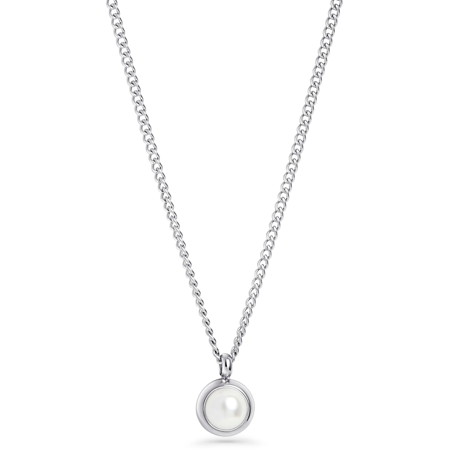 Stainless steel pendant necklace with small pearl tarnish free MIAJWL Collier pendentif acier inox ne ternit pas avec petite perle Mia Bijoux