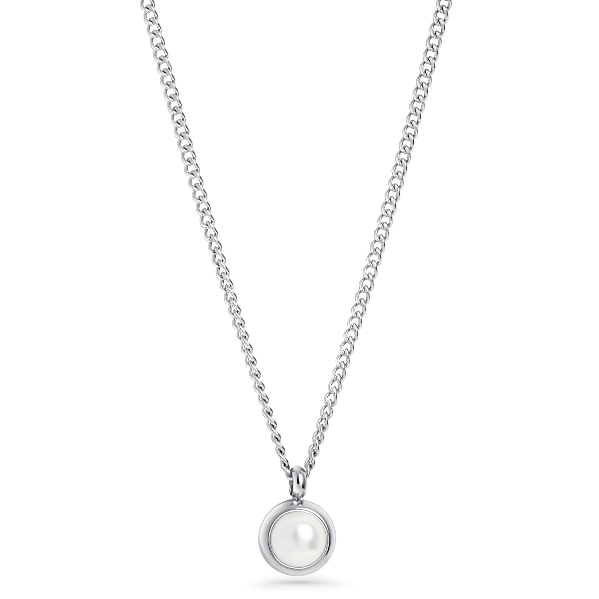 Stainless steel pendant necklace with small pearl tarnish free MIAJWL Collier pendentif acier inox ne ternit pas avec petite perle Mia Bijoux