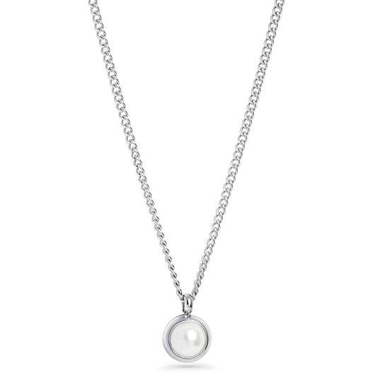 Stainless steel pendant necklace with small pearl tarnish free MIAJWL Collier pendentif acier inox ne ternit pas avec petite perle Mia Bijoux