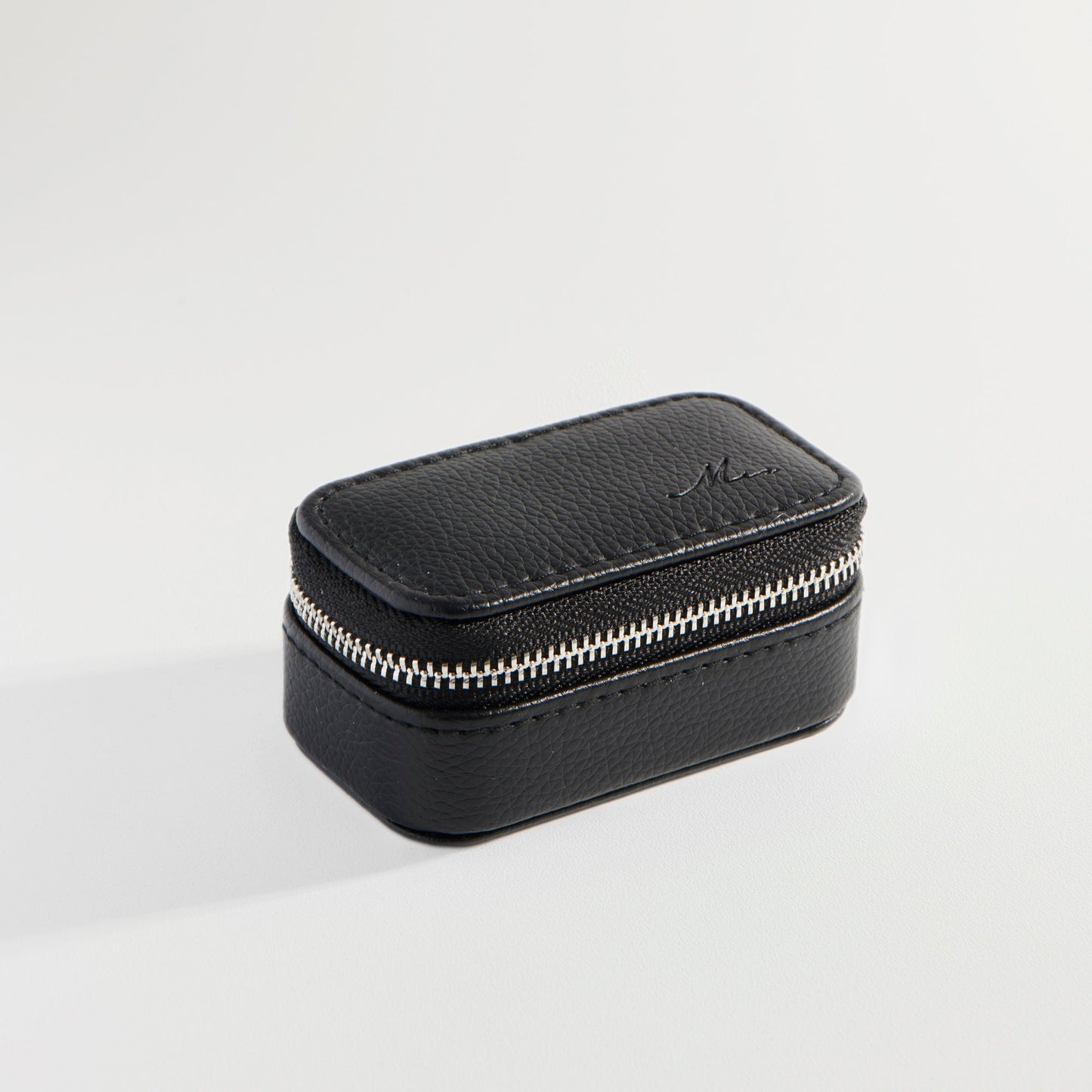 Mini rectangle travel jewerlry case black vegan leather MIAJWL