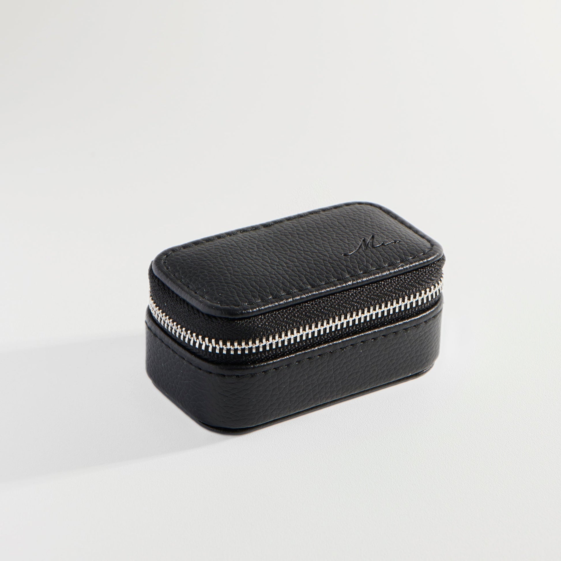 Mini rectangle travel jewerlry case black vegan leather MIAJWL