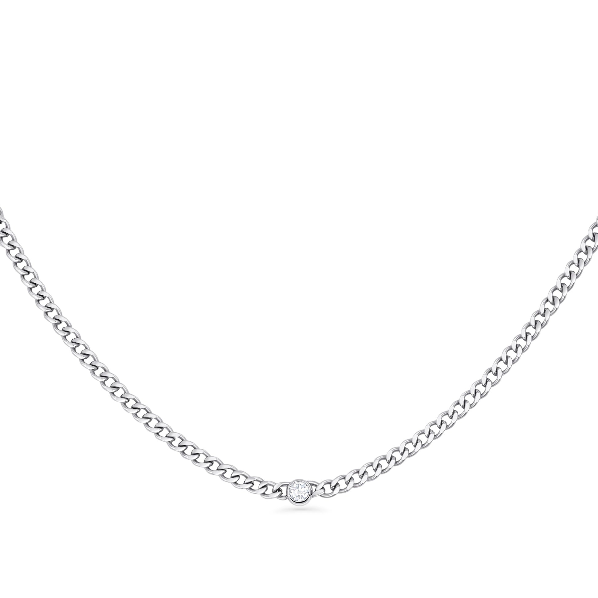 Curb necklace chain with stone stainless steel safe for skin hypoallergenic MIAJWL Collier chaîne chic avec pierre acier inox sécuritaire peau sensible sans allergie Mia Bijoux