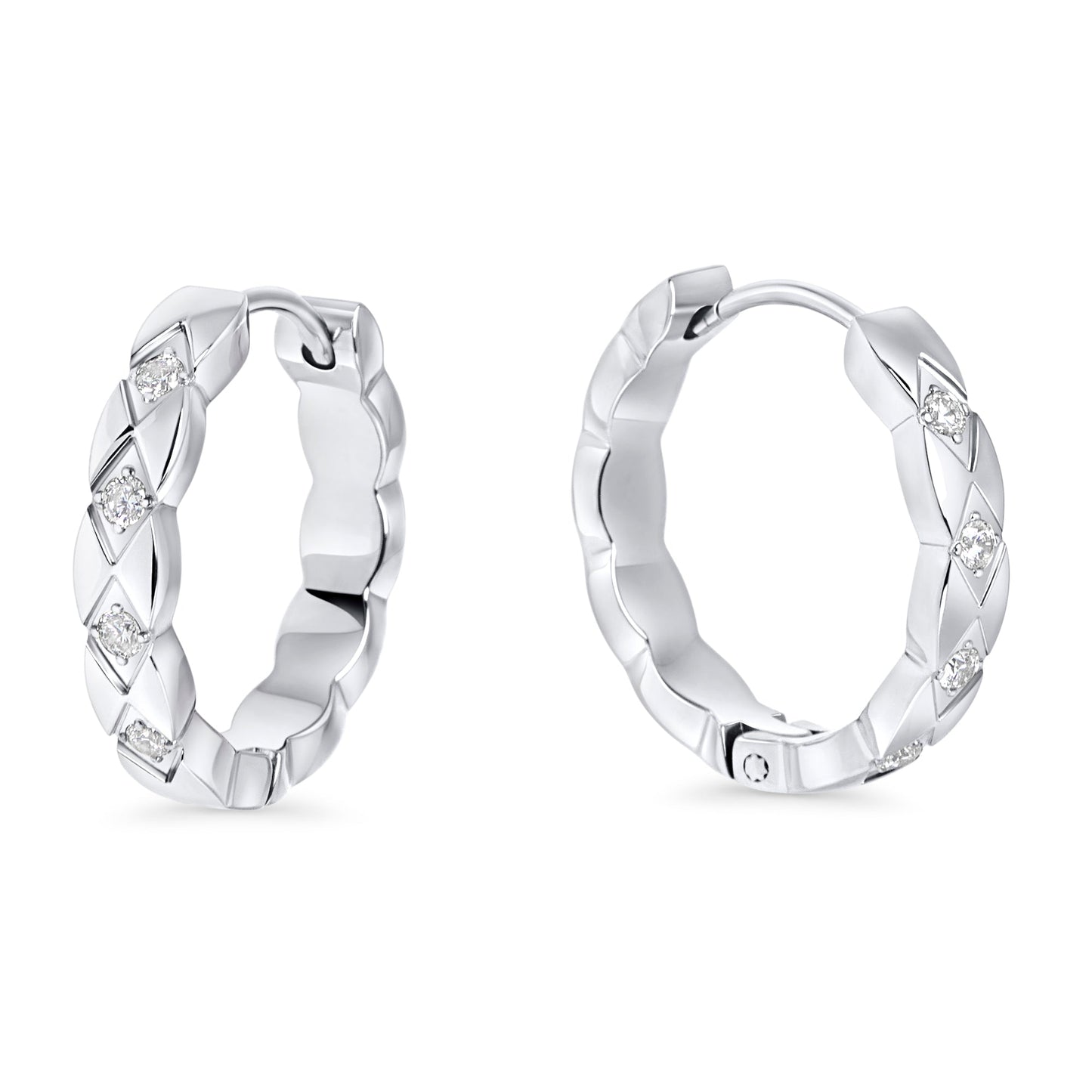    Diamond_pattern_medium_hoop_earrings_stones_stainless_steel_anneaux_moyens_losanges_pierres_acier_inoxydable