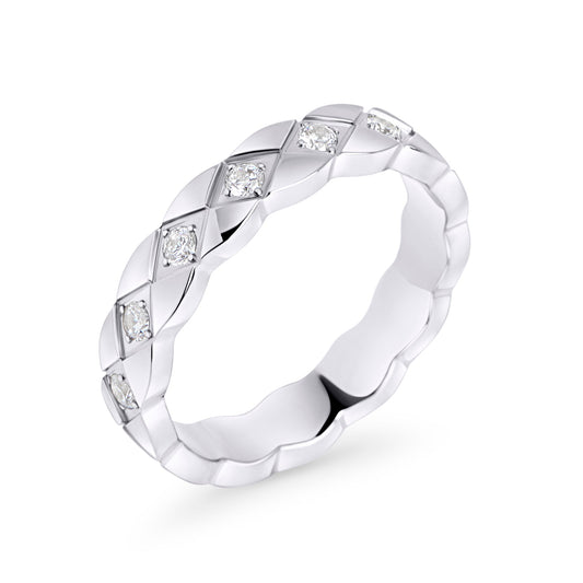 Diamond_pattern_ring_with_stones_stainless_steel_bague_losanges_pierres_acier_inoxydable