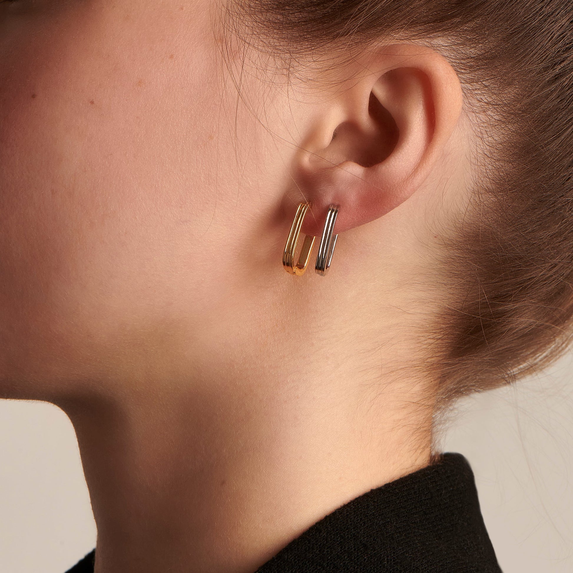 Rectangular hoop earrings stainless steel anneaux rectangles acier inoxydable MIAJWL