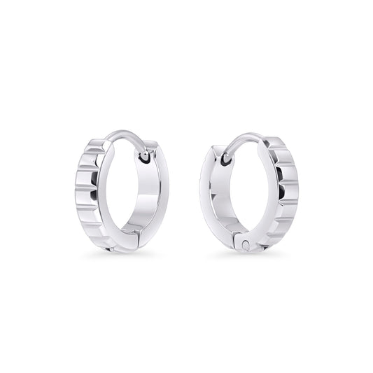 Embossed cube waterproof stainless steel huggie earrings MIAJWL boucles d'oreilles dormeuses embossée acier inoxydable à l'épreuve de l'eau Mia Bijoux