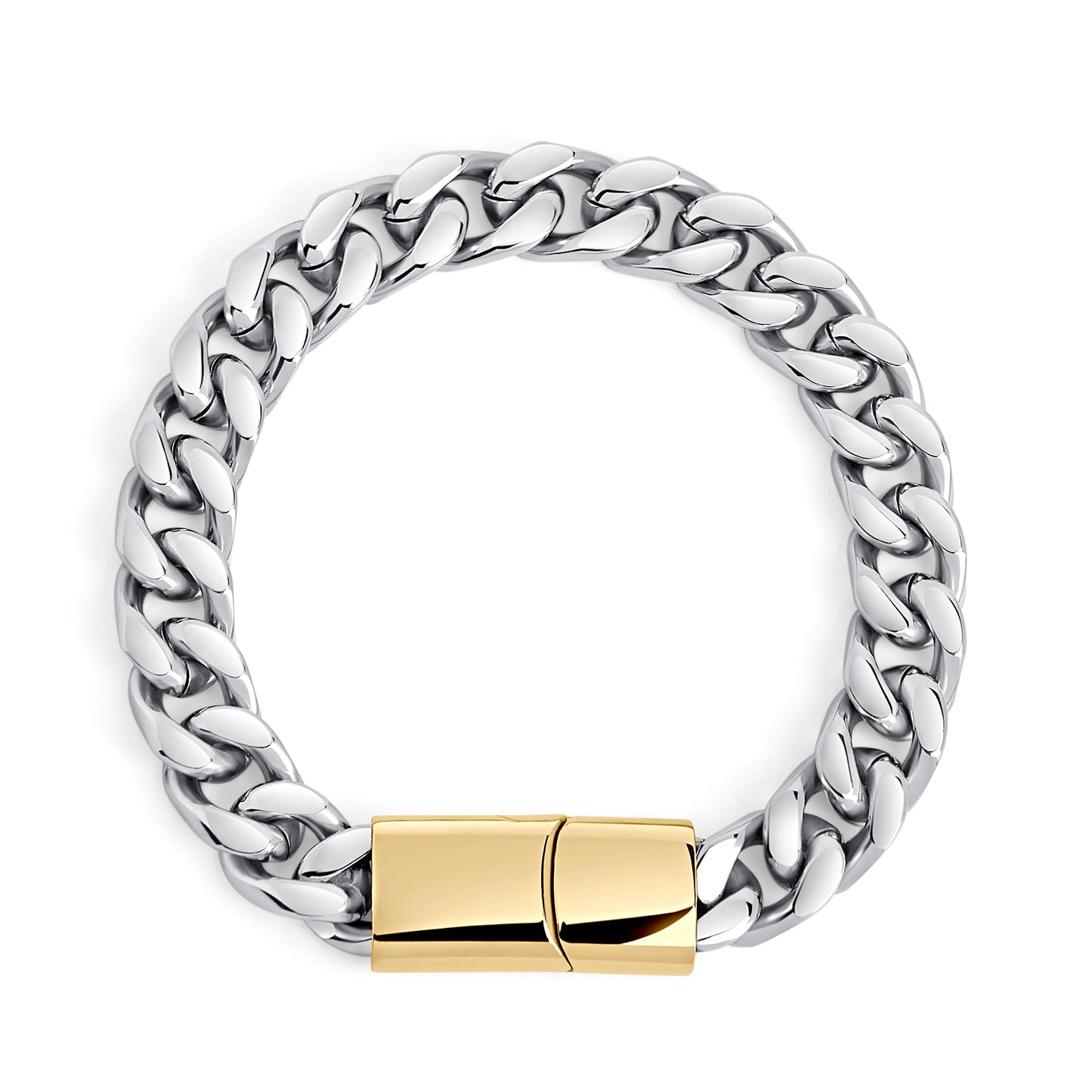 classic flat chunky curb stainless steel safe for skin bracelet classique acier inoxydable grosses mailles aplaties sécuritaire pour la peau MIAJWL