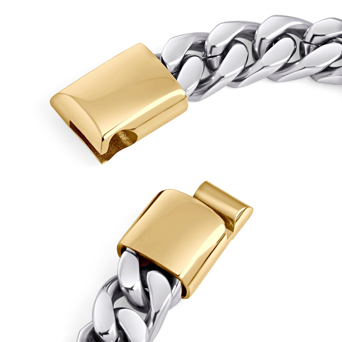 trendy flat curb stainless steel gold magnectic clasp made to last bracelet tendances grosse mailles fermoir magnétique or acier inox durable MIAJWL