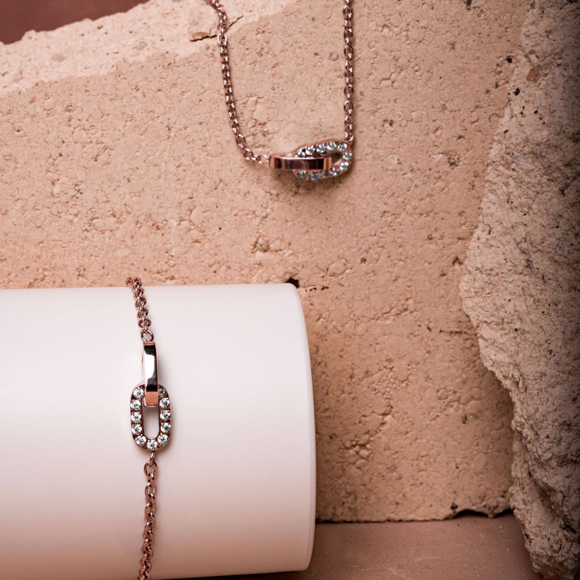 Links bracelet and necklace Bracelet with stone stainless steel hypo allergenic skin friendly and made to last MIA JWL