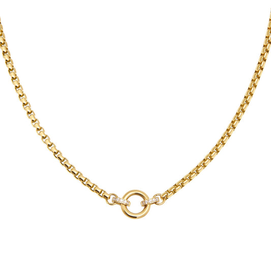 gold stainless steel venitian chain necklace with big circle and tiny stones MIAJWL collier chaine cubique grand cercle petites pierres acier inoxydable or Mia Bijoux
