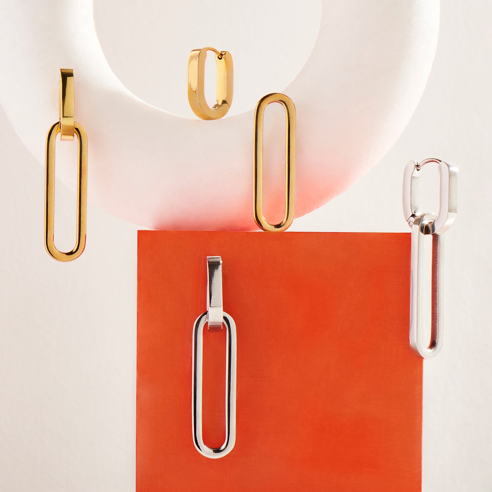 Links convertible pendant earrings stainless steel gold silver boucles oreilles pendantes mailles acier inoxydable or argent MIAJWL