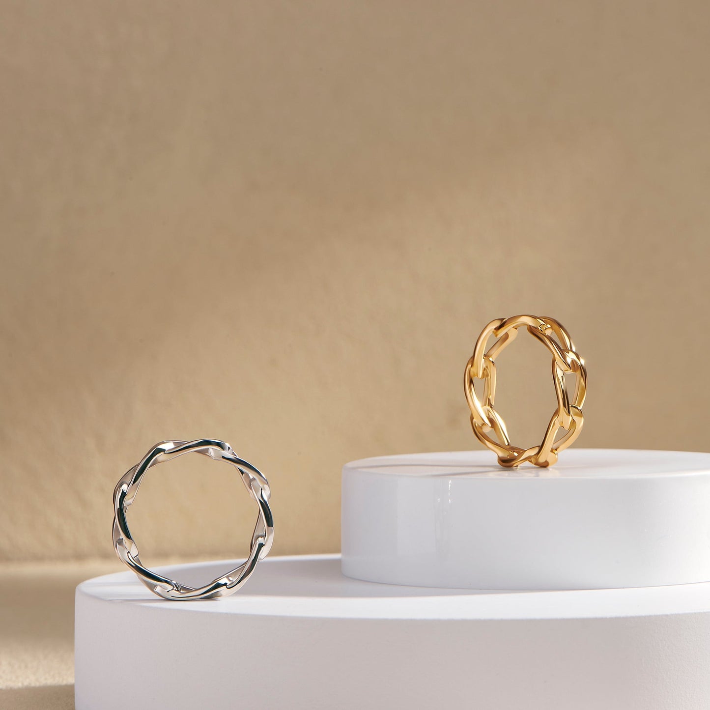 Links ring stainless steel bague mailles acier inoxydable or gold argent silver MIAJWL