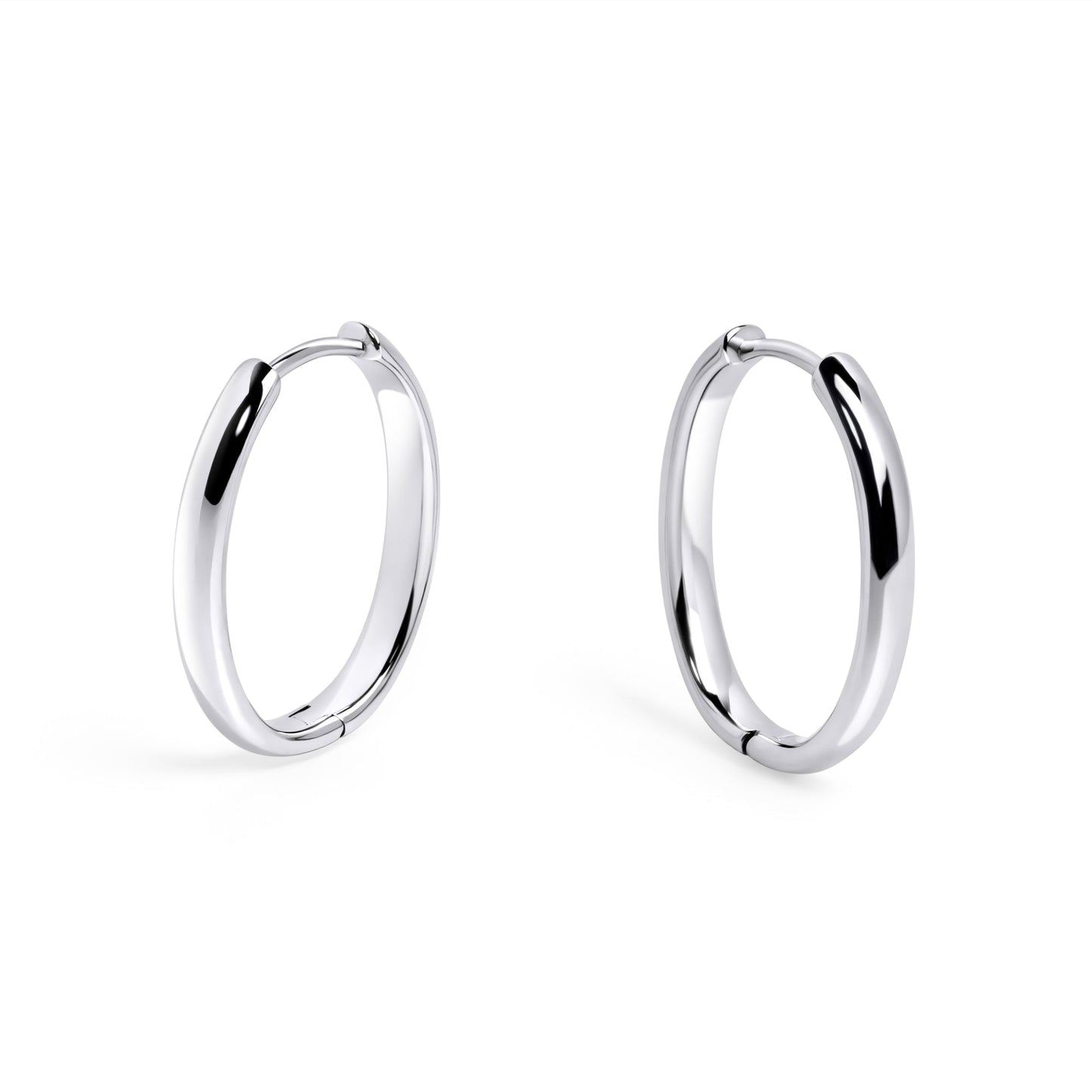Medium plain hoop earrings stainless steel silver non toxic tarnish resistant high qualité MIA JWL