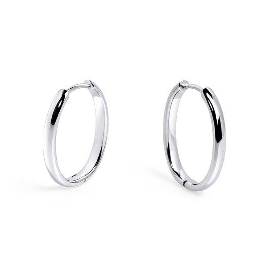 Medium plain hoop earrings stainless steel silver non toxic tarnish resistant high qualité MIA JWL