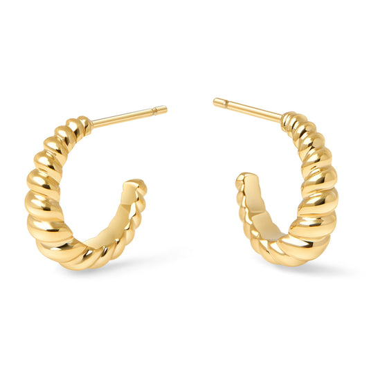 Allergy free surgical steel gold ecological plating medium croissant hoop earrings MIAJWL