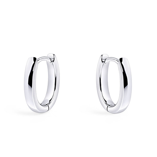 Minimal oval hoop earrings stainless steel silver safe for skin comfortable lightweight MIA JWL