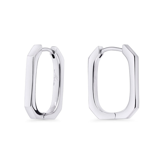waterproof stainless steel octogonal comfy huggie earrings MIAJWL boucles d'oreilles forme octogone acier inoxydable argent à l'épreuve de l'eau Mia Bijoux