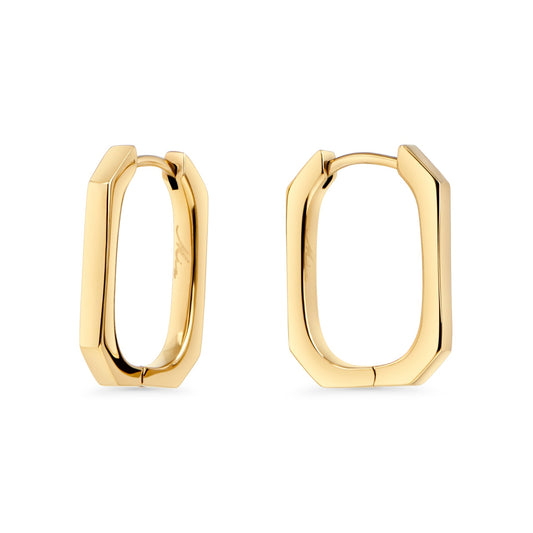 gold stainless steel octogonal huggie earrings sensitive skin MIAJWL boucles d'oreilles forme octogone acier inoxydable or oreilles sensibles Mia Bijoux