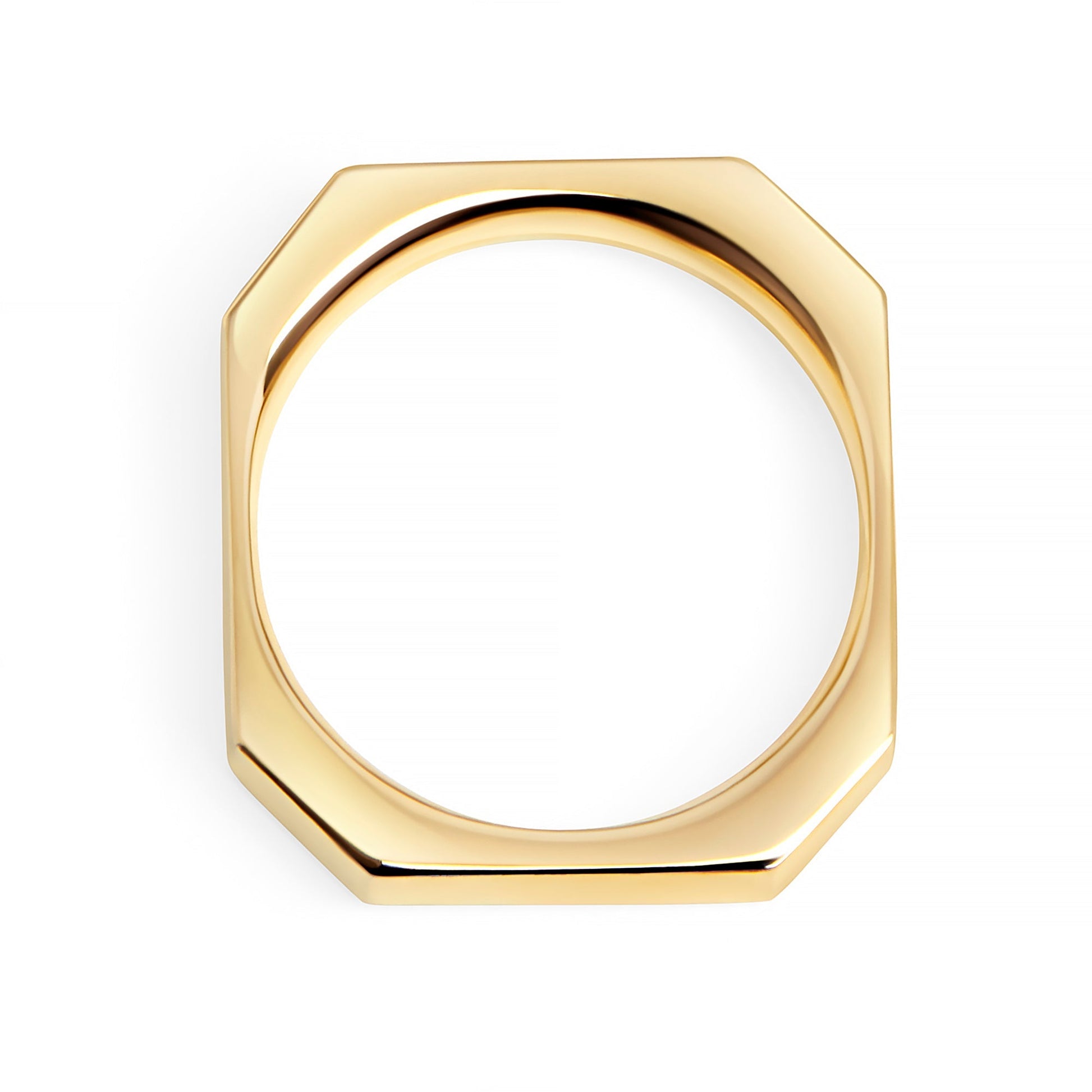 Tarnish free gold octogon shape stainless steel ring MIAJWL bague forme octogone acier inoxydable or ne ternit pas Mia Bijoux