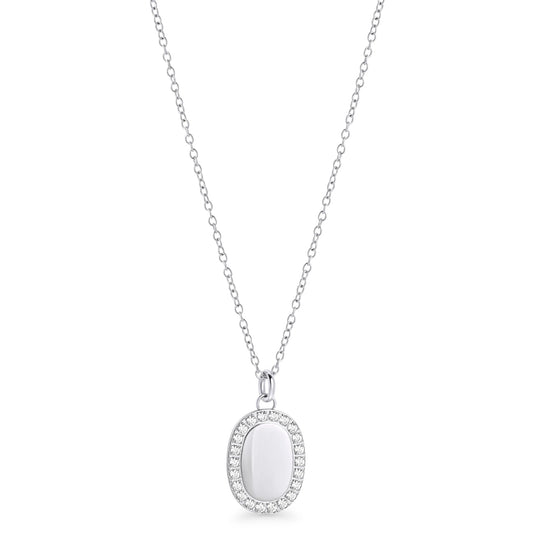 Oval cameo pendant necklace with stones stainless steel pendentif ovale bordure pierres acier inox MIA