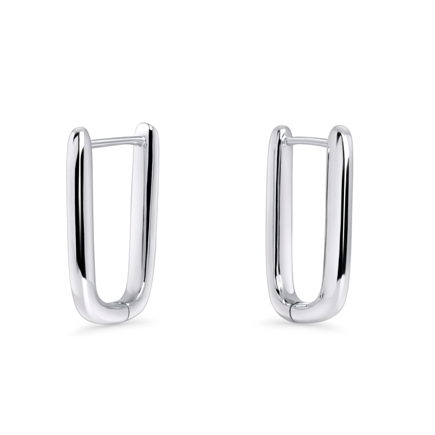 Oval / rectangle hoop earrings silver stainless steel anneaux rectangles / ovales minimalistes acier inoxydable argent MIA
