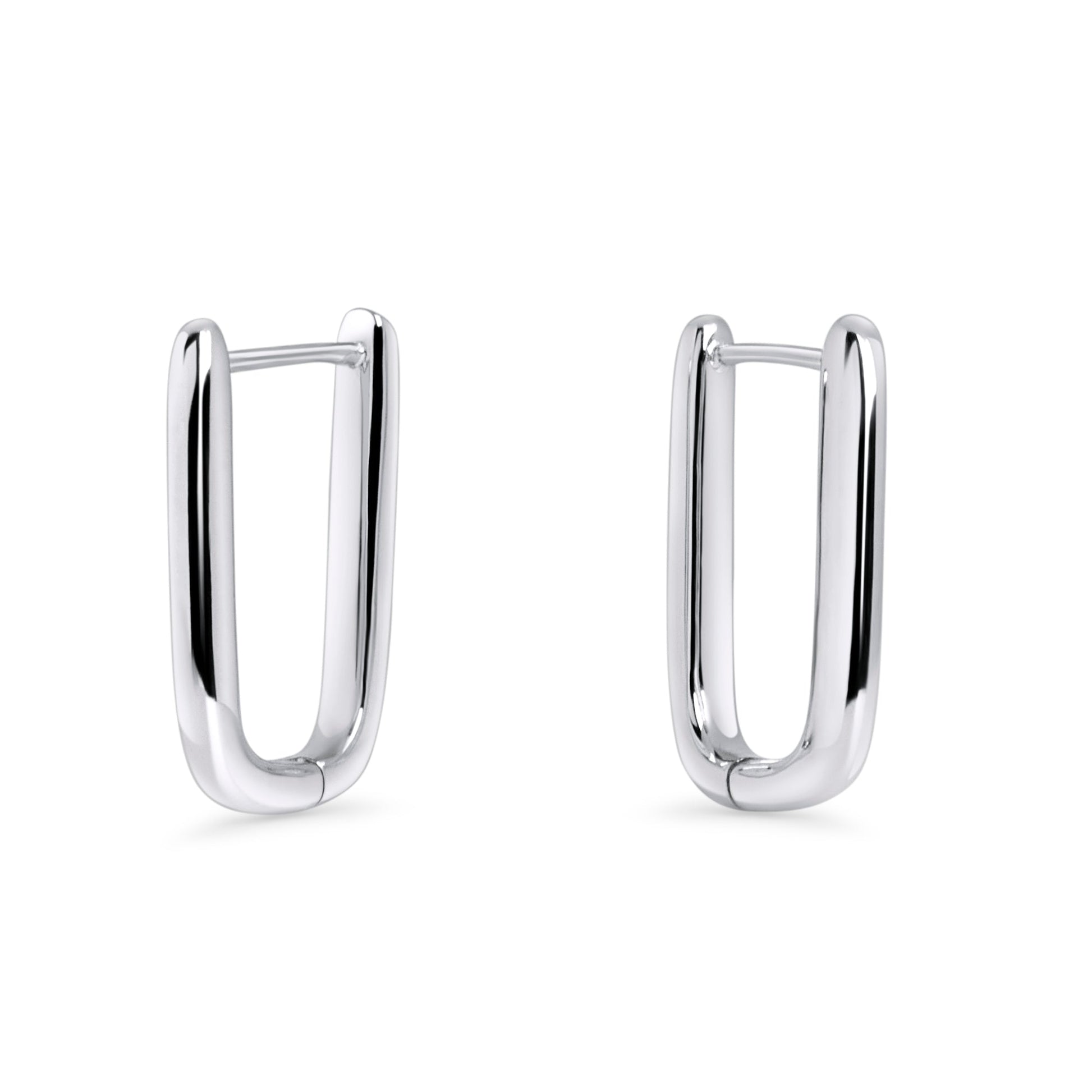 Oval / rectangle hoop earrings silver stainless steel anneaux rectangles / ovales minimalistes acier inoxydable argent MIA
