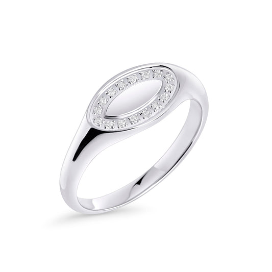 Oval signet ring with stones stainless steel bague ovale avec pierres acier inoxydable durable Mia Bijoux