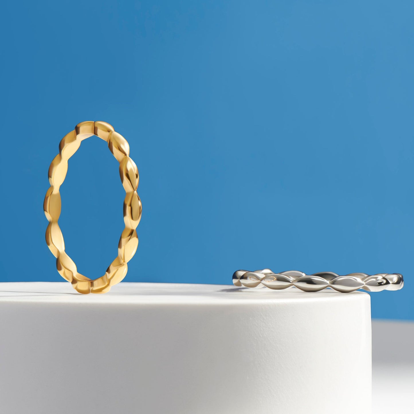 Oval beads stainless steel ring bague billes ovales acier inoxydable or gold argent silver MIAJWL